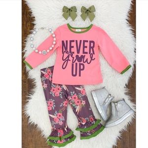 Boutique baby girl ruffle matching outfit NEW